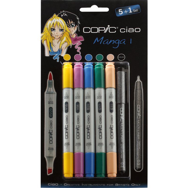 Copic набір маркерів Ciao Set 5+1 Manga 1, кольори для аніме +лайнер 
