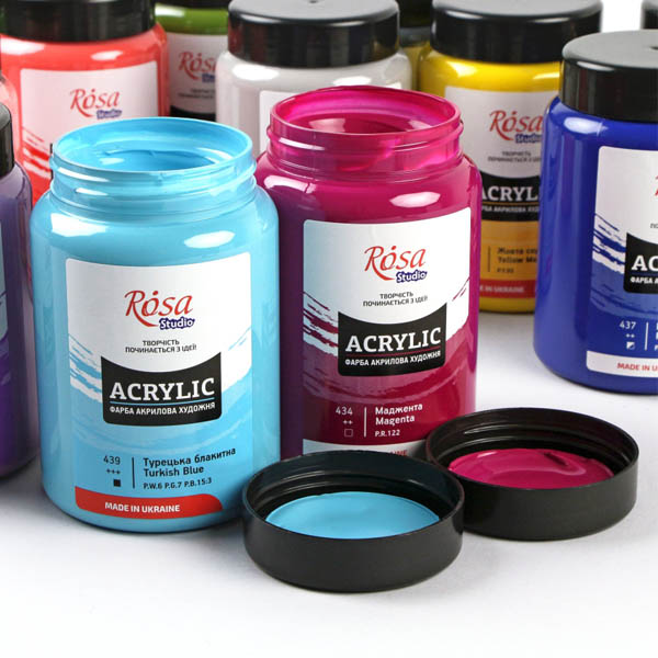 Акрилові фарби художні Acrylic ROSA Studio (кольори в асортименті), 400 ml  - фото 3
