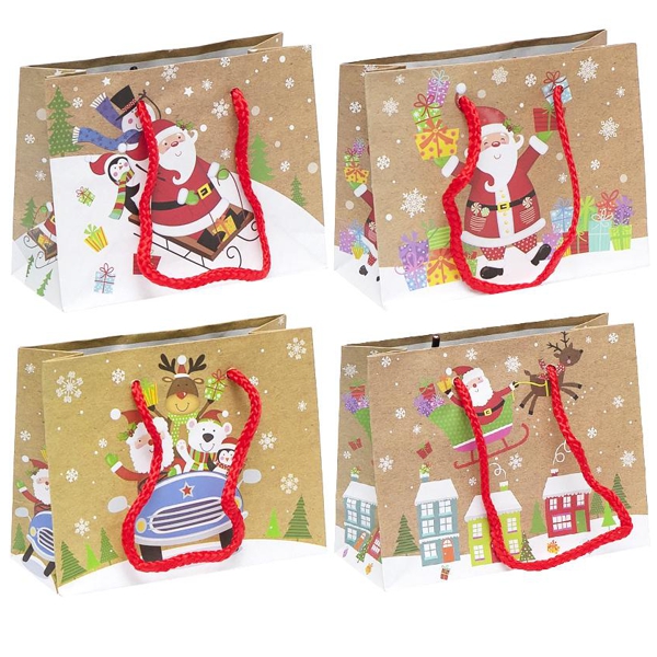 Бумажный крафт-пакет "Happy Christmas" 14,6 х11х6,4 см - фото 1