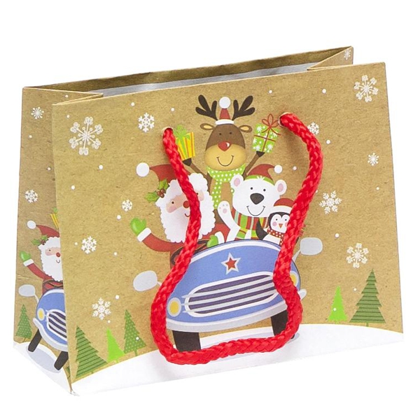 Бумажный крафт-пакет "Happy Christmas" 14,6 х11х6,4 см - фото 2