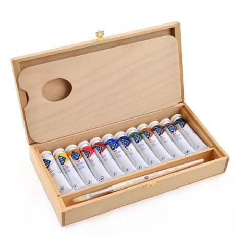 Подарочный набор масляных красок МАСТЕР КЛАСС (ЗХК) в деревянном пенале, 12x18 ml