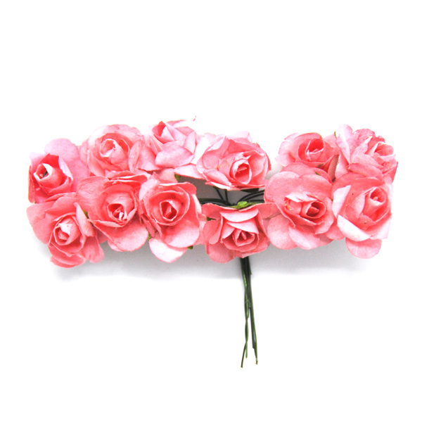 Паперові трояндочки, Рожеві, D-15 мм, 12 шт/уп. 