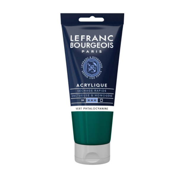 Фарба акрилова Lefranc Fine Acrylic Color 80 мл, #598 Phthalocyanine green (Фталоціанін) 