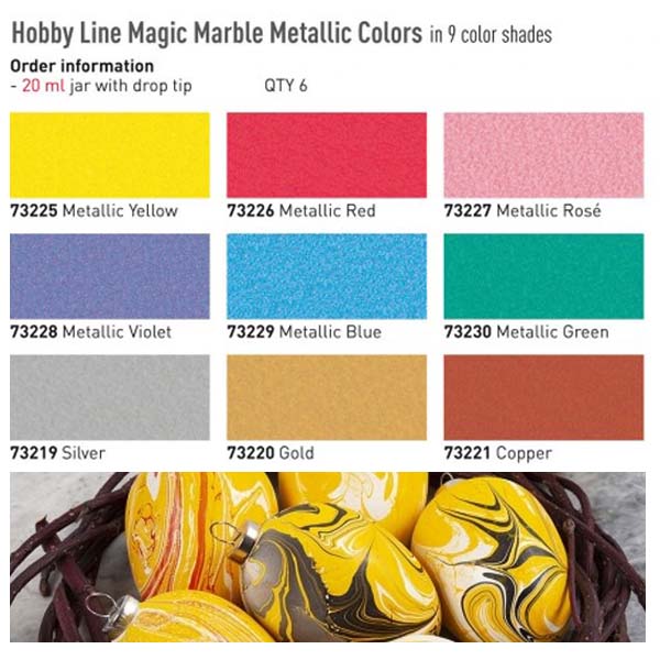 Фарби для марморування "Magic Marble" METALLIC Hobby Line, 20 ml ВИБРАТИ КОЛІР  - фото 2